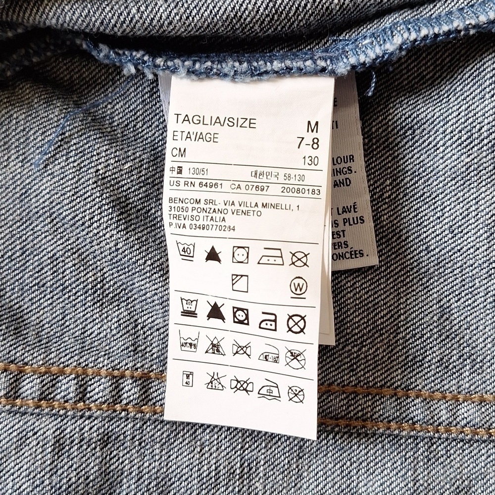 BENETTON JEANS Kids Snap Front Denim Jacket Size (M 7/8) - Picture 10 of 15